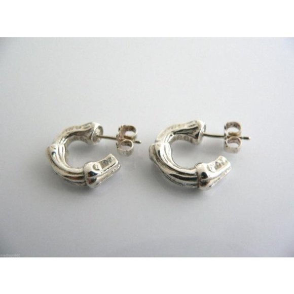 Tiffany And Co Sterling Bamboo Design Earrings - Picture 5 of 5